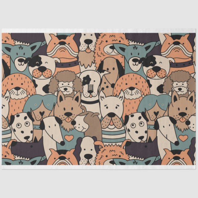 Cute Dogs Pattern #01  Tissue Paper (Front)