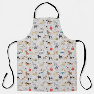 Cute Dogs Pattern Design White Apron