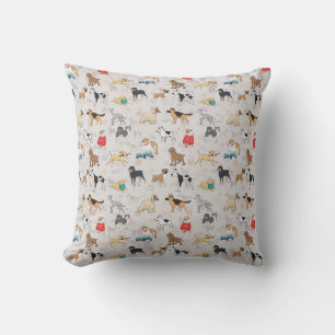 Cute Dogs Pattern Design White Cushion