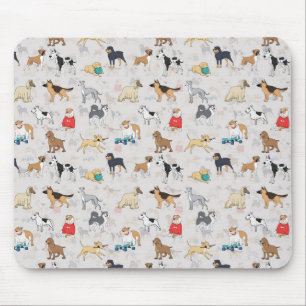Cute Dogs Pattern Design White Mouse Pad
