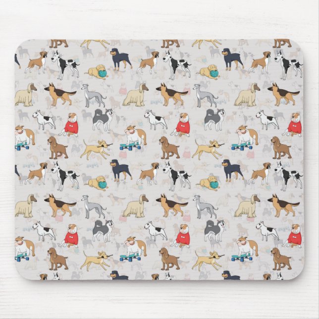 Cute Dogs Pattern Design White Mouse Pad (Front)