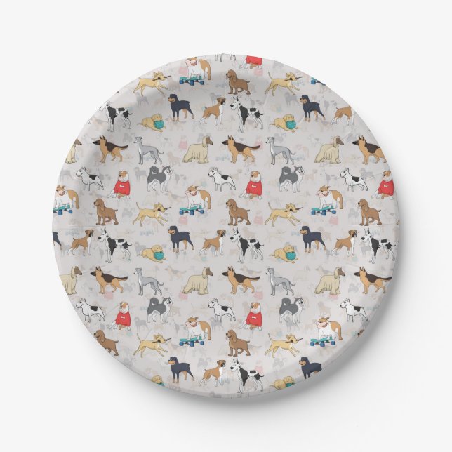 Cute Dogs Pattern Design White Paper Plate (Front)