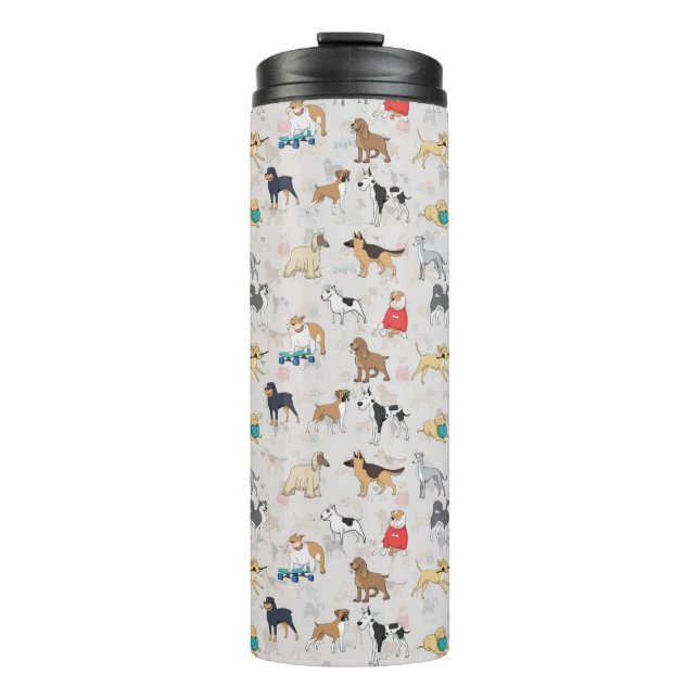 Cute Dogs Pattern Design White Thermal Tumbler (Front)