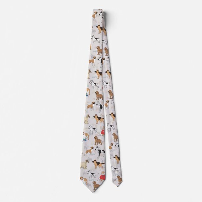 Cute Dogs Pattern Design White Tie (Front)