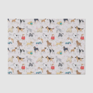 Cute Dogs Pattern Design White Tissue Paper