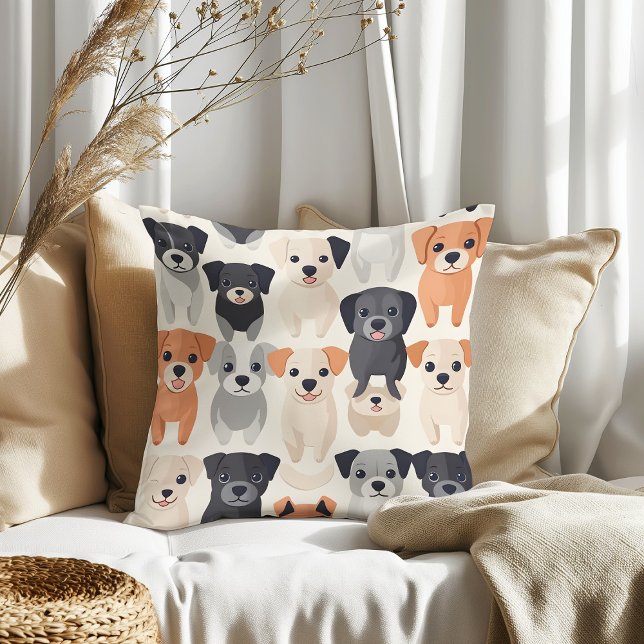 Cute Dogs Pattern Paper Decorative Cushion (Creator Uploaded)