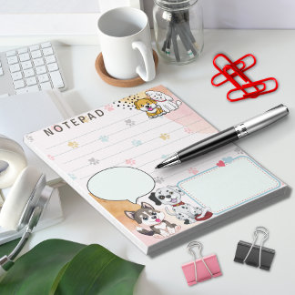 Cute Dogs Paw Print Background Theme Notepad
