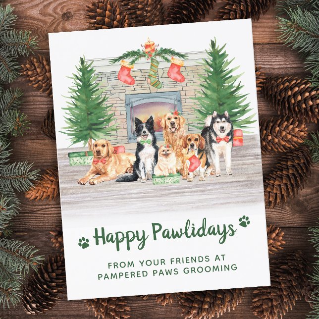Cute Dogs Pet Business Dog Lover Christmas Holiday Postcard (Creator Uploaded)