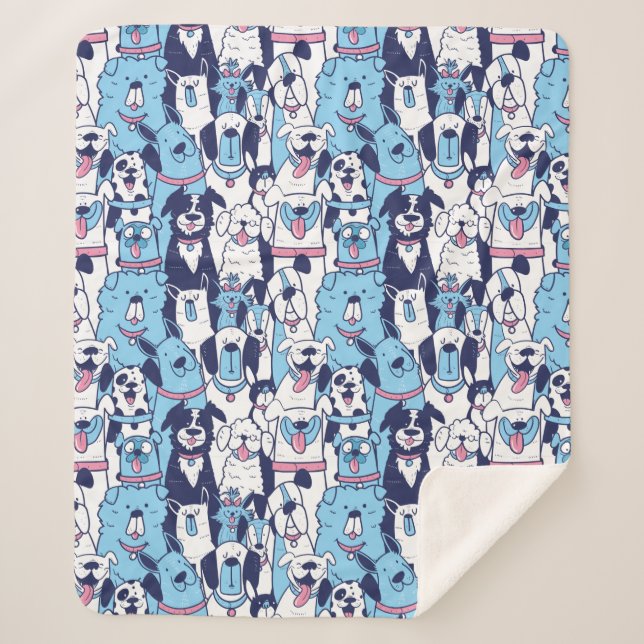 Cute Dogs Sherpa Blanket (Front)