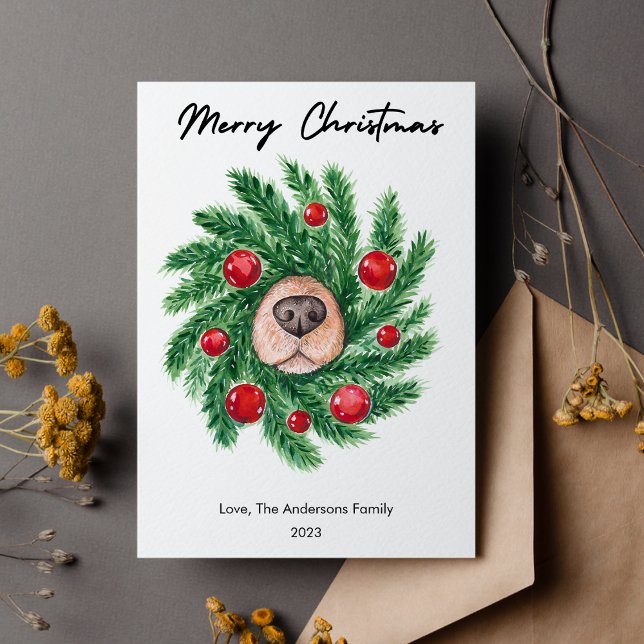 Cute Dogs Snout Pet Dog Lover Christmas Flat Holiday Card (Creator Uploaded)