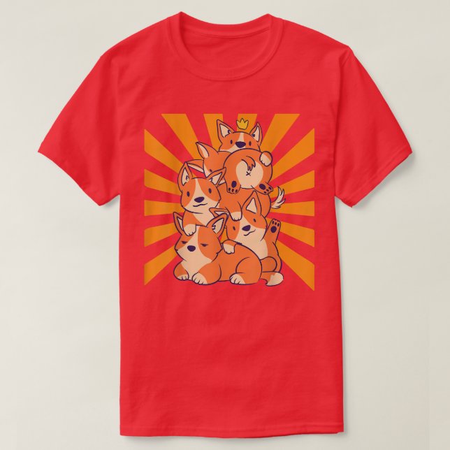 Cute Dogs Stacked Corgi  T-Shirt (Design Front)