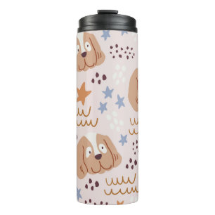Cute dogs, stars, lines: vintage seamless thermal tumbler