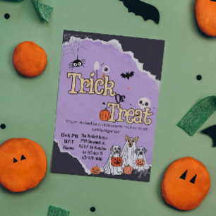 Cute dogs Trick or treat Halloween invitations