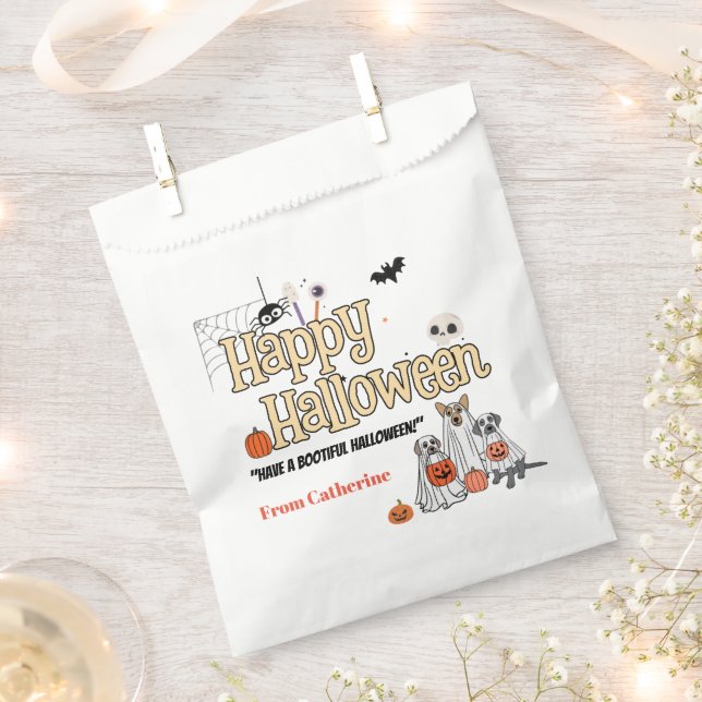 Cute dogs Trick or treat Halloween invitations Favour Bags (Clipped)