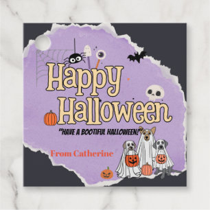 Cute dogs Trick or treat Halloween invitations Favour Tags