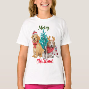Cute dogs wishing Merry Christmas  T-Shirt