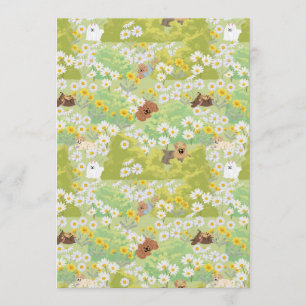 Cute Dogs With Daisy Flowers Seamless Pattern Invitation