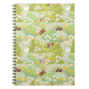 Cute Dogs With Daisy Flowers Seamless Pattern Notebook