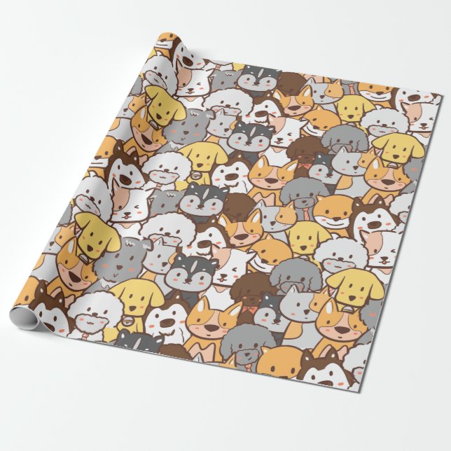 Cute Dogs Wrapping Paper (Unrolled)