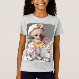  Cute Doll with a Monkey and a Banana  T-Shirt