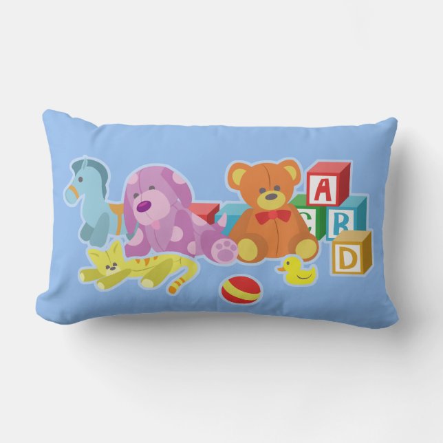 Cute Dolls (Blue) Lumbar Cushion (Front)
