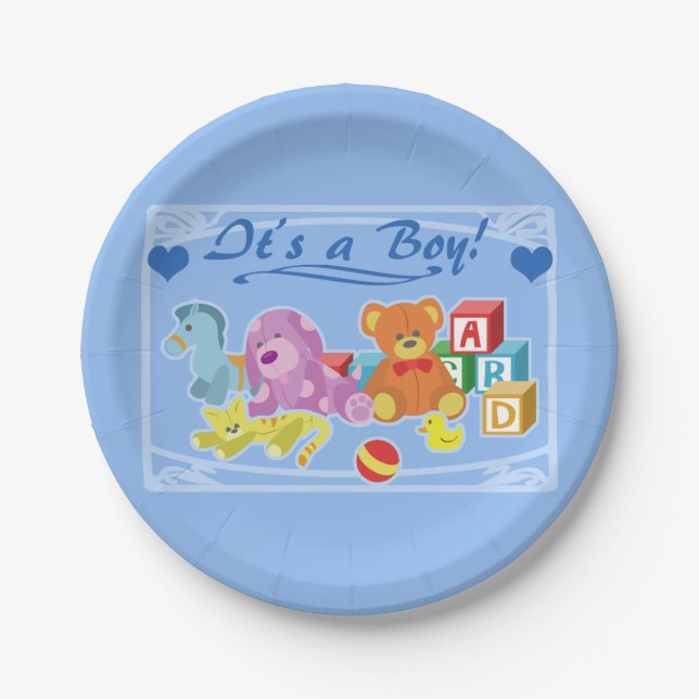 Cute Dolls (Blue) Paper Plate (Front)
