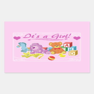 Cute Dolls - It's a Girl! Rectangular Sticker