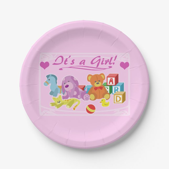 Cute Dolls (Pink) Paper Plate (Front)