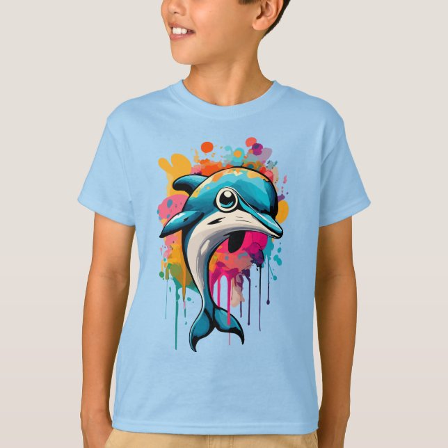 Cute Dolphin - Baby Dolphin Colourful - Dolphin  T-Shirt (Front)