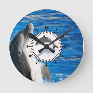 Cute Dolphin Beach Peace Love Party Destiny Round Clock