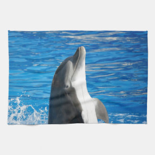 Cute Dolphin Beach Peace Love Party Destiny Tea Towel