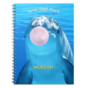 Cute Dolphin, Bubble Gum Bubble, Name & Message Notebook