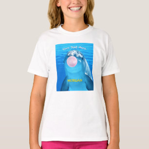 Cute Dolphin, Bubble Gum Bubble, Name & Message T-Shirt