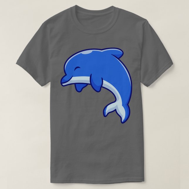 Cute Dolphin Cartoon T-Shirt (Design Front)