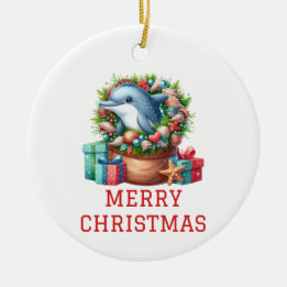 Cute Dolphin Christmas Ceramic Tree Decoration