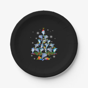 Cute Dolphin Christmas Tree Pet Dolphin Lover Paper Plate