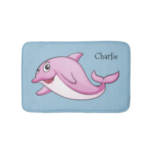 Cute Dolphin custom name bath mat