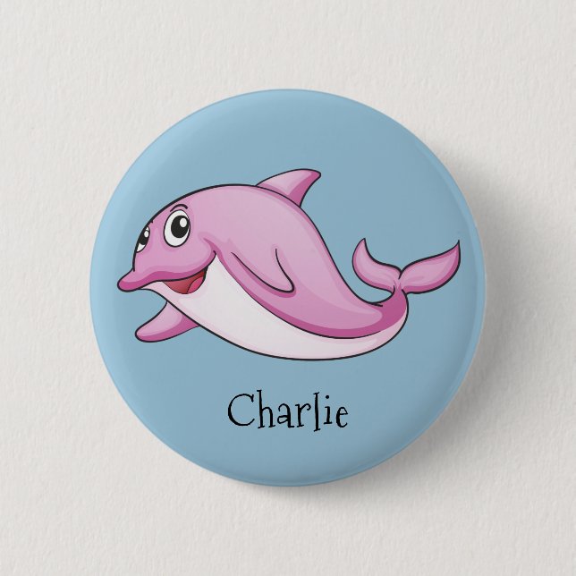 Cute Dolphin custom name buttons (Front)