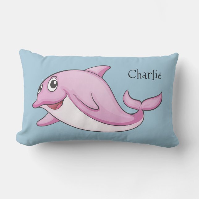 Cute Dolphin custom name throw pillows (Front)