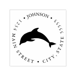 Cute Dolphin Illustration Return Label Self-inking Stamp