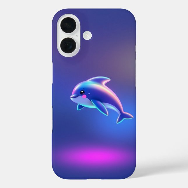 Cute Dolphin iPhone Case - Protective Phone  (Back)