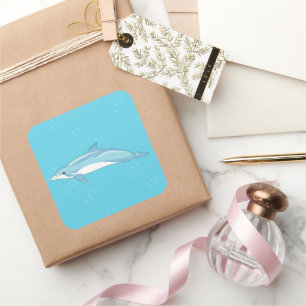 Cute Dolphin Kids Birthday Square Sticker