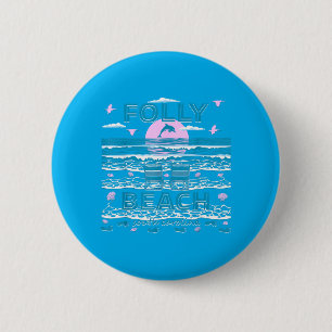 Cute Dolphin Lover Family Folly Beach Sc Family 6 Cm Round Badge