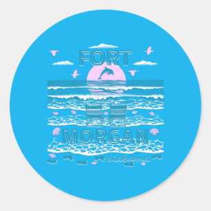 Cute Dolphin Lover Family Fort Morgan Al Family Classic Round Sticker