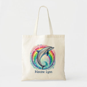Cute dolphin lovers add name  tote bag