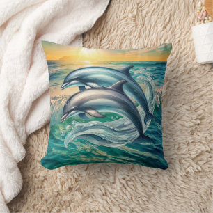 Cute dolphin lovers beach house cushion