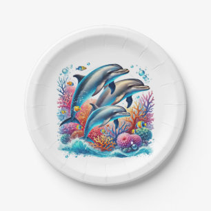 Cute dolphin lovers party paper plate