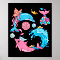Cute Dolphin Mermaid Kawaii Ocean Sea Animals