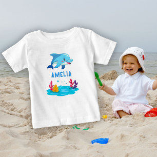 Cute Dolphin Sea Animals Name Baby T-Shirt
