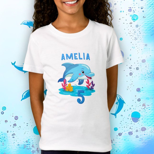 Cute Dolphin Sea Animals Name Birthday T-Shirt (Creator Uploaded)